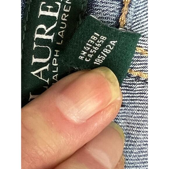 Lauren Ralph Lauren Mid Rise Stretch Straight Leg Blue Jeans 14 Casual ED - Picture 11 of 12